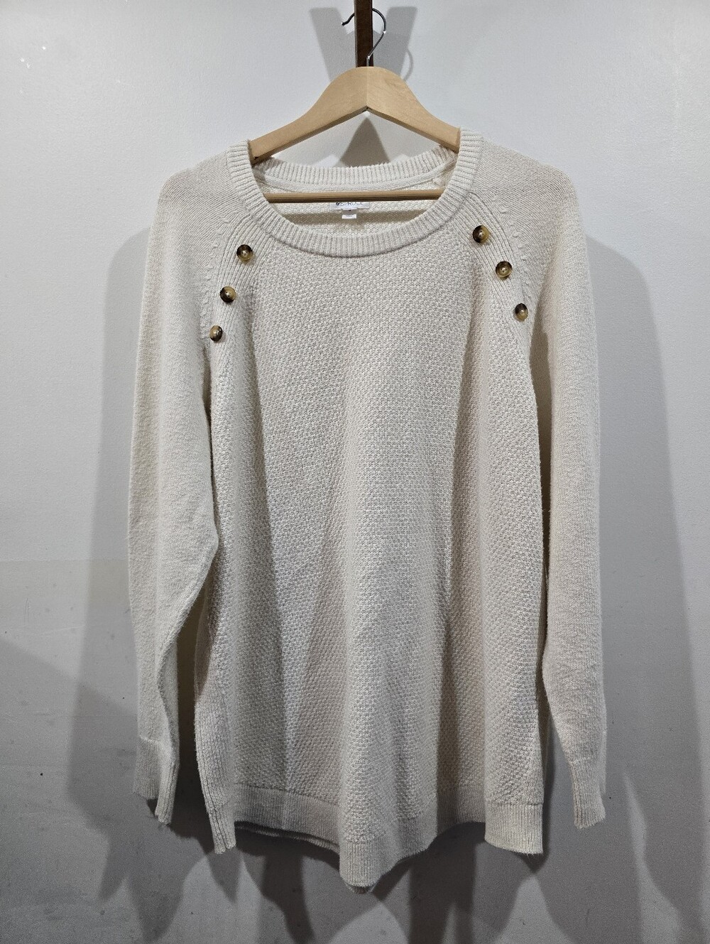 Market & Spruce 2X Ivory Cream Button Shoulder Knit Sweater Stitch Fix